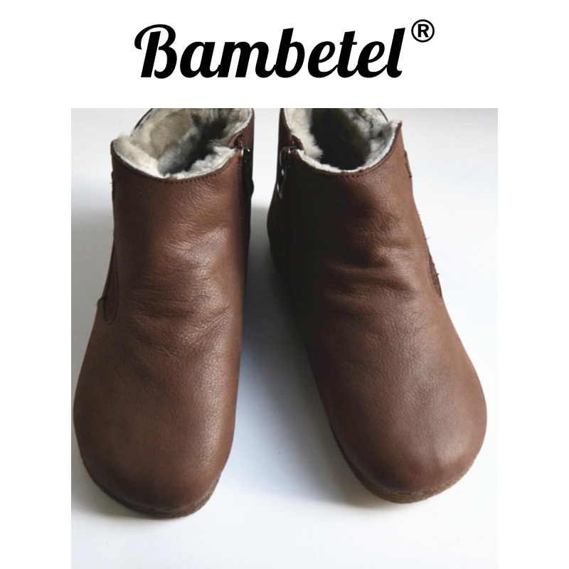Bambetel羊绒全合一雪地靴大棉鞋皮面覆古文学短靴女羊绒衬里宽版