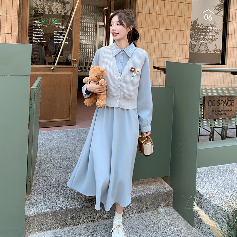 慵懒风纯欲风学院风时尚套装裙子显瘦复古时尚秋季春秋气质长袖