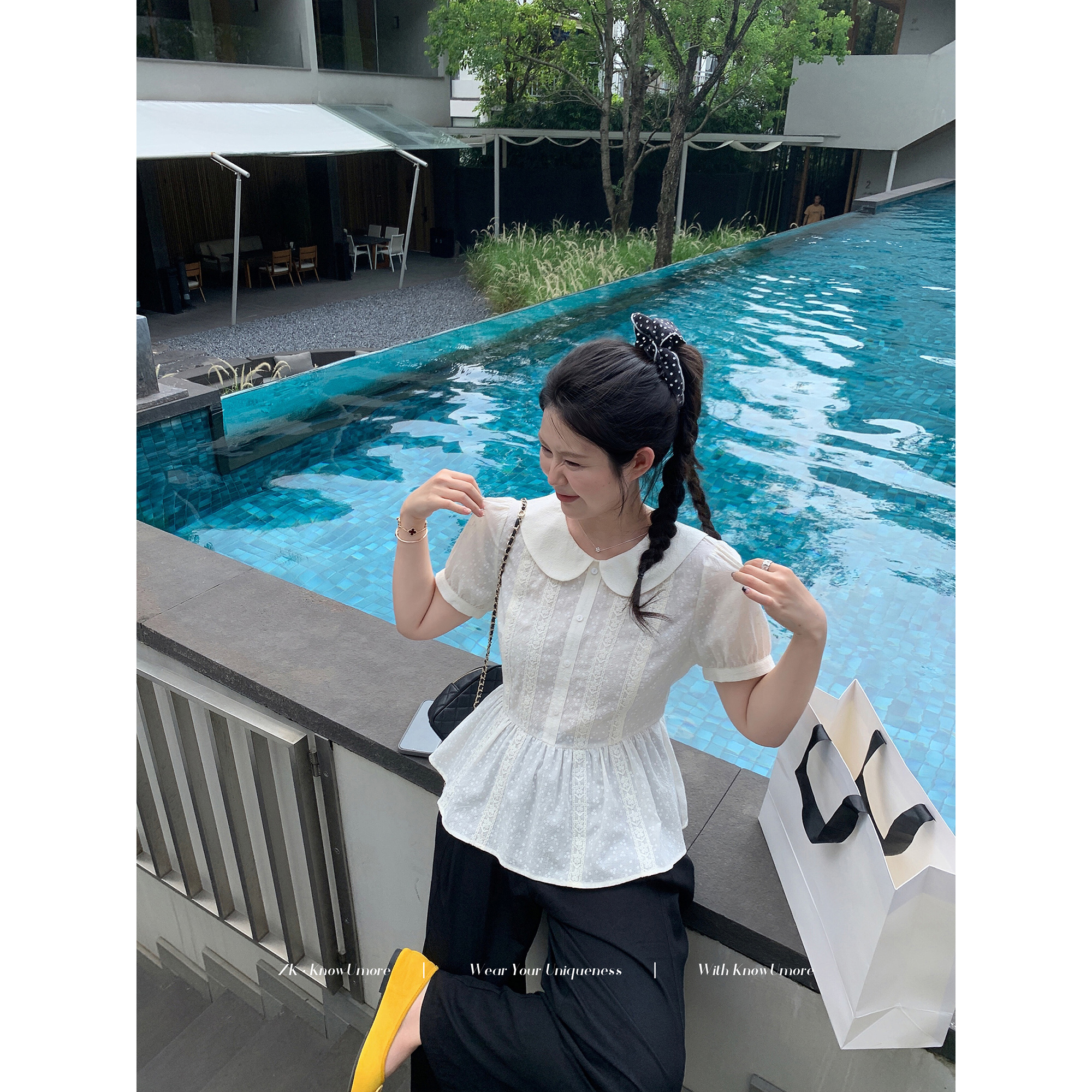 知葵微胖定制【轻盈夏日】夏季娃娃领百搭衬衫女韩系ins衣服3193