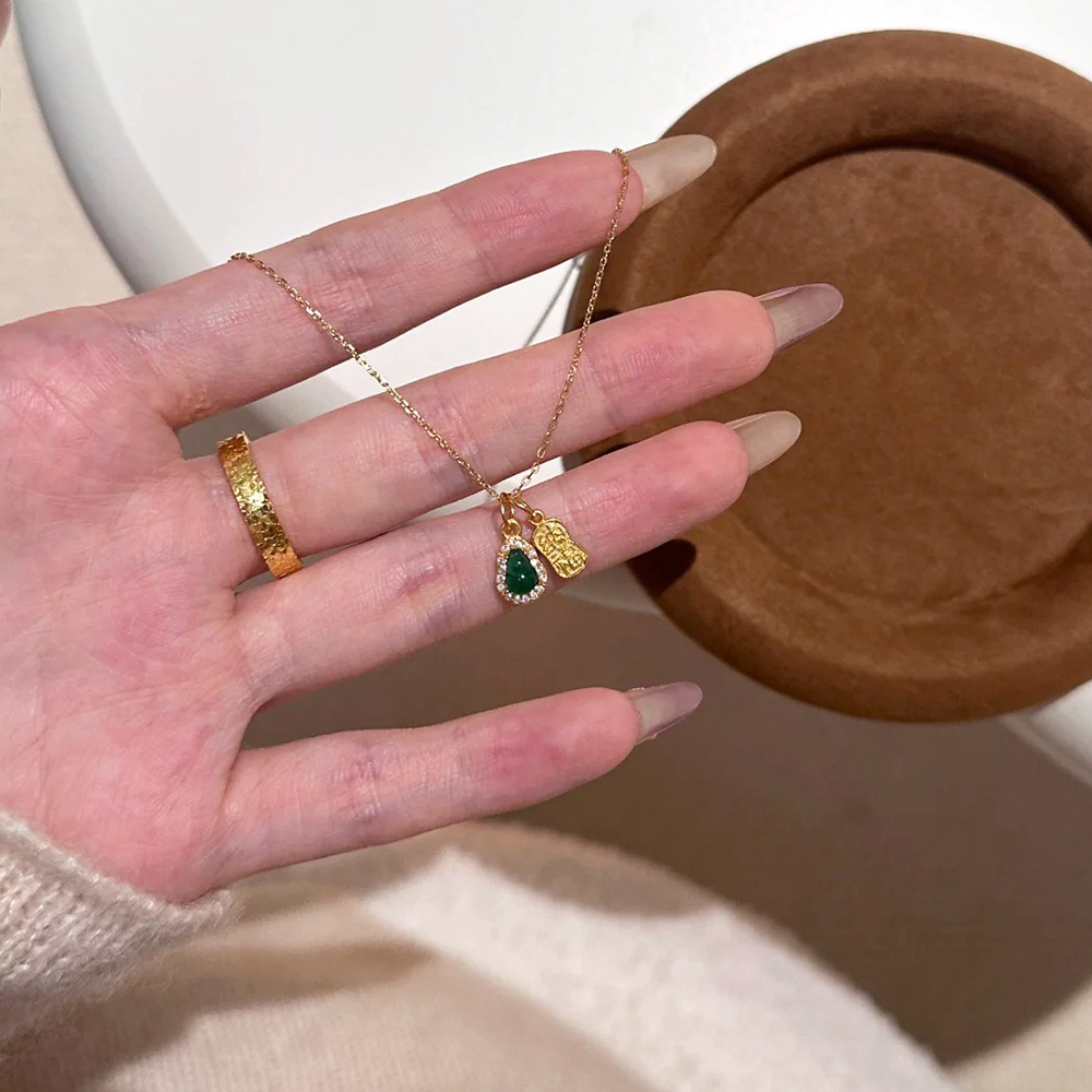 钛钢项链 绿葫芦项链女2025新款轻奢精致百搭小众设计锁骨链饰品