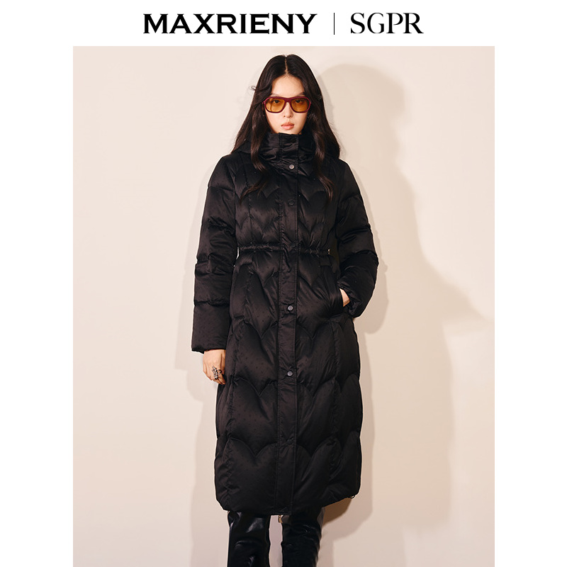 【商场同款】MAXRIENY茧型羽绒服过膝长款25冬款绗缝立领保暖外套