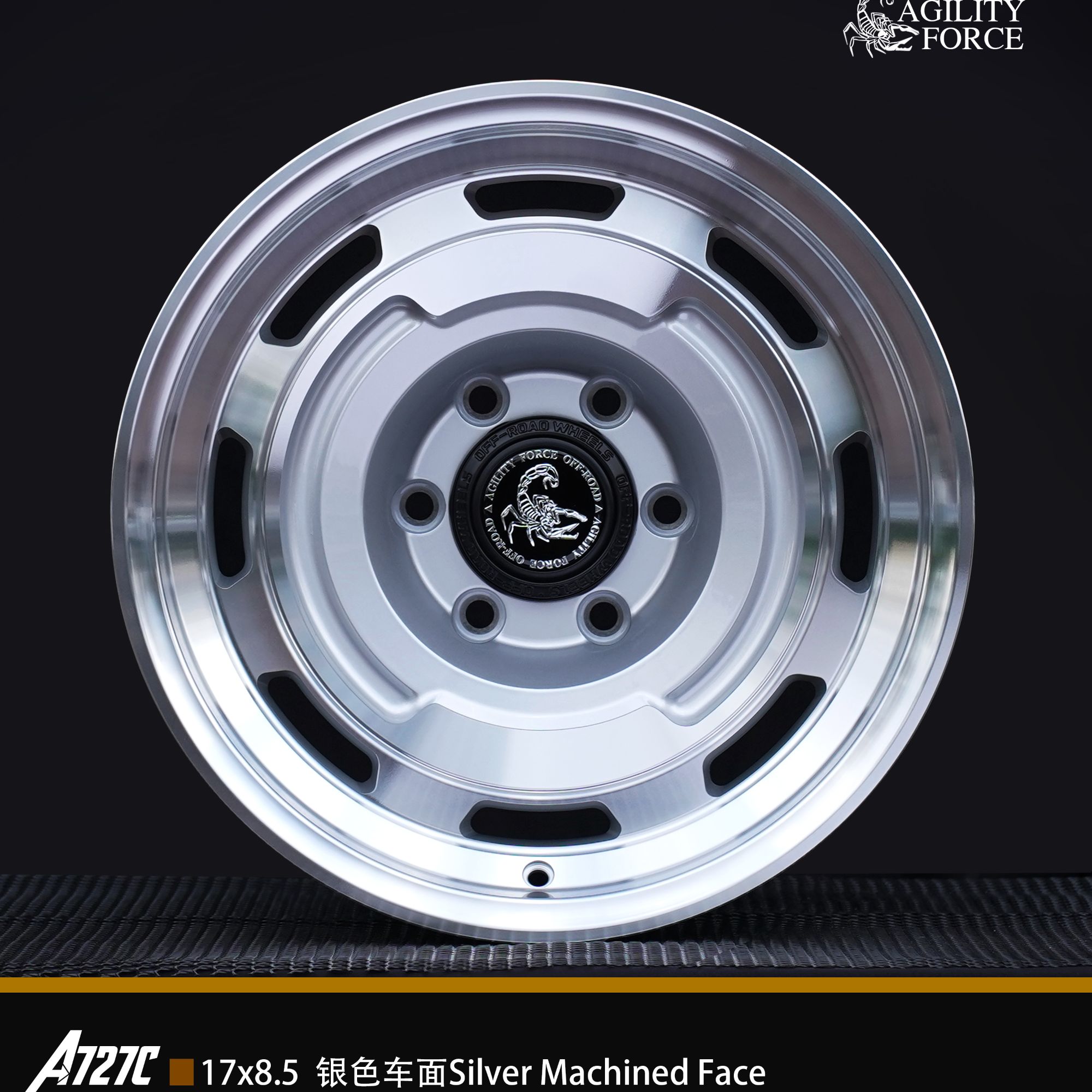 大漠毒蝎新品A727C 17寸18寸复古内防脱大饼轮毂适用于坦克等车型