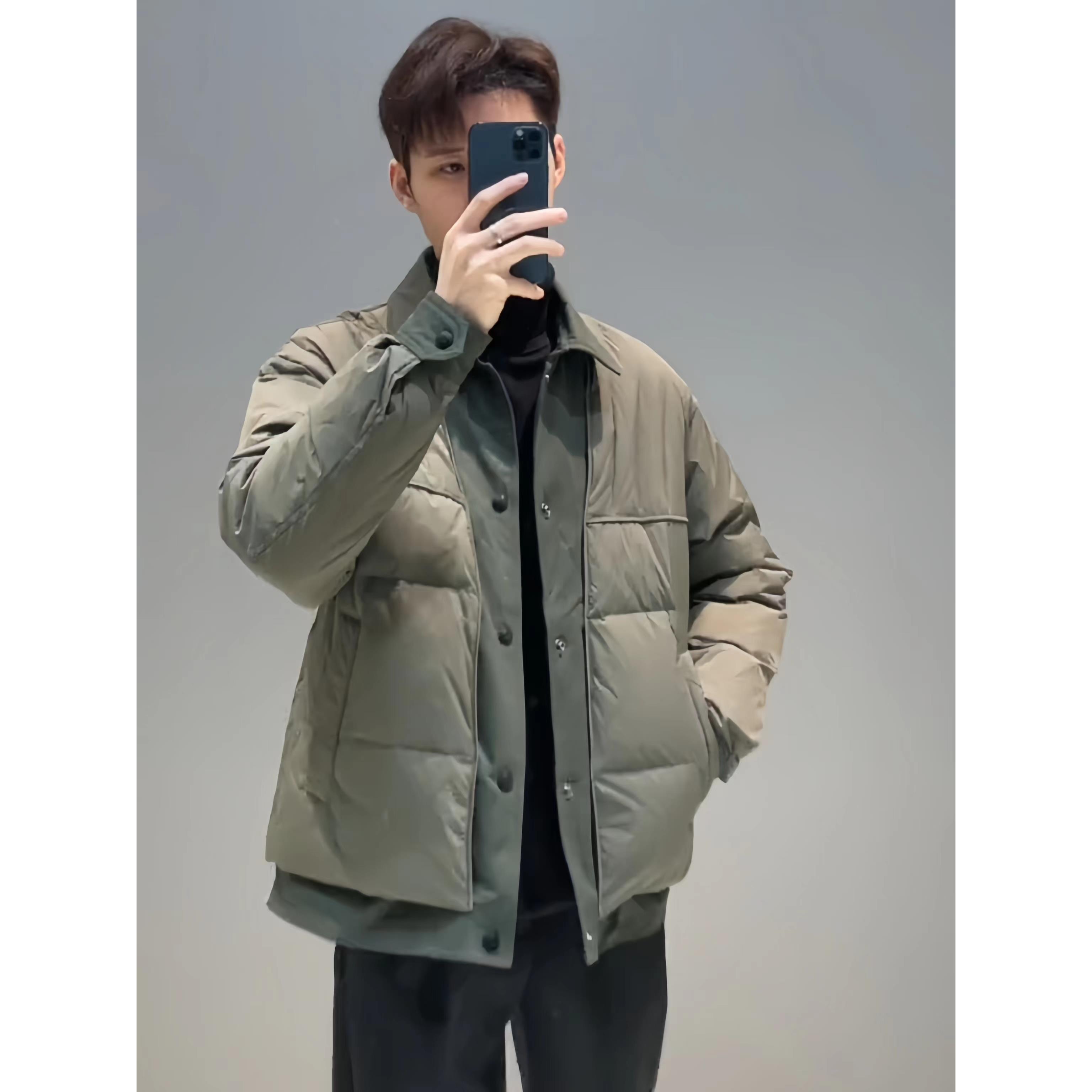 彪博时尚百搭保暖新款韩式高端鸭绒羽绒服翻领男式羽绒服冬季潮流