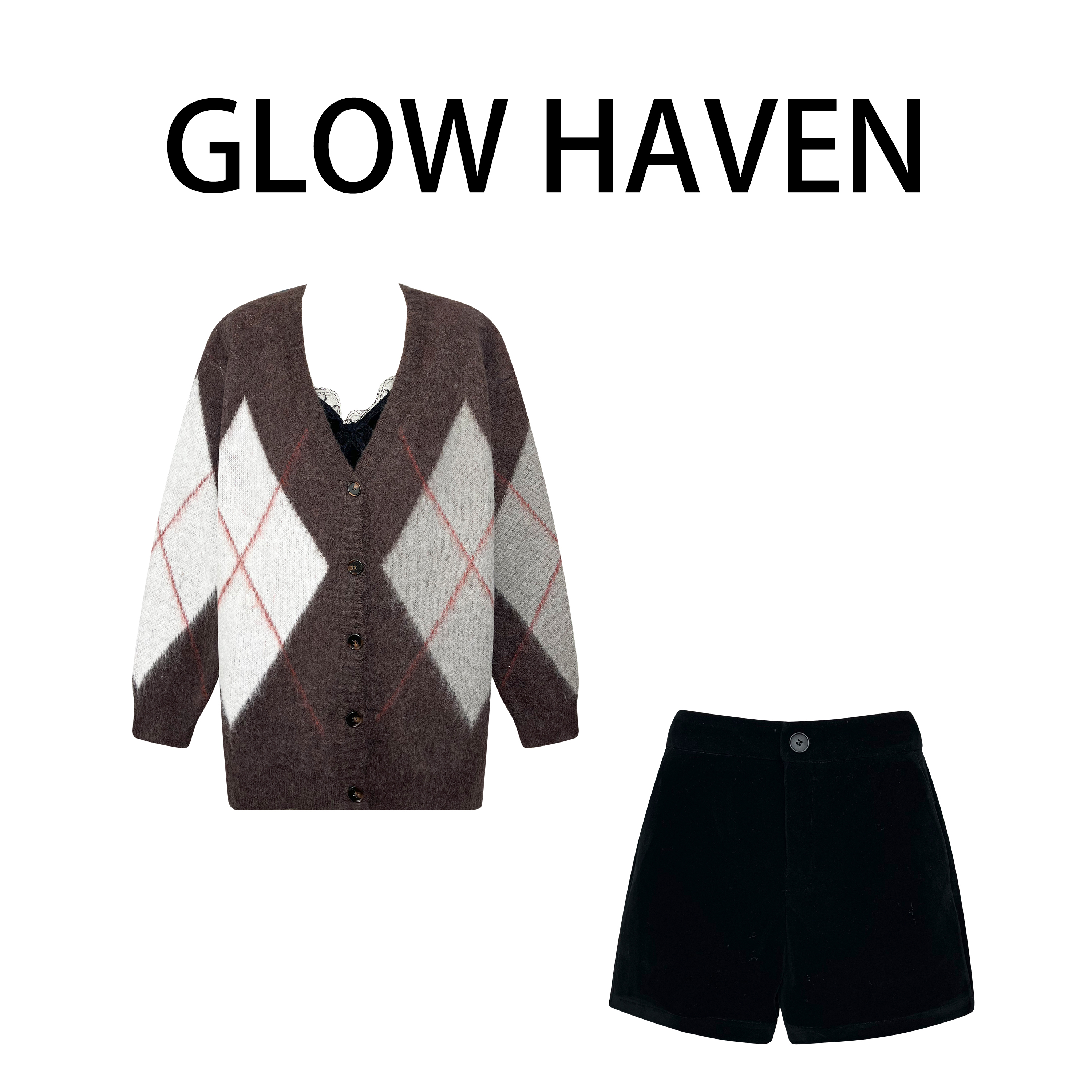 复古v领撞色条纹慵懒风针织开衫秋季纯欲性感内搭气质休闲裤套装