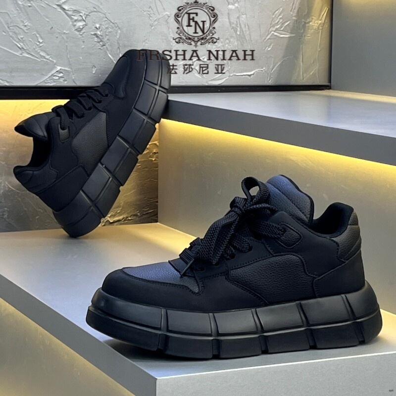 法莎尼亚轻奢男鞋秋季新款韩版潮流简约厚底鞋真皮舒适百搭休闲鞋