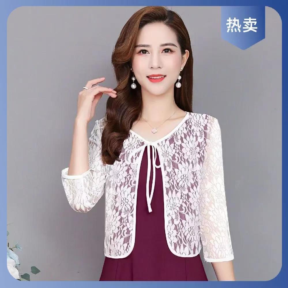 【新款】大码薄外套披肩高档镂空短款开衫宽松显瘦防晒衣外搭