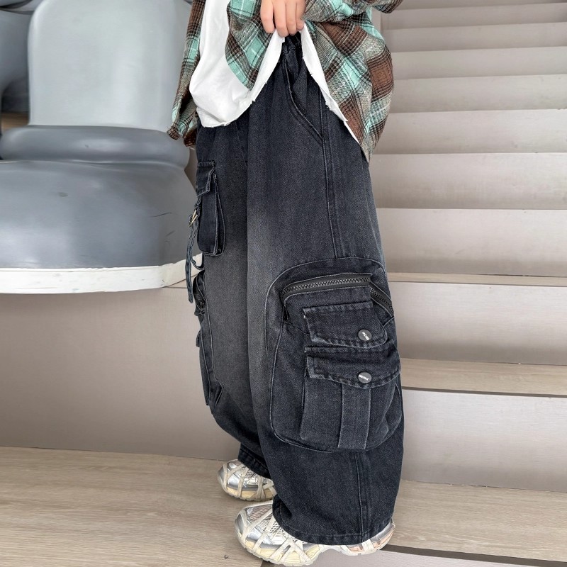 男童秋季牛仔裤炸街儿童装秋装工装裤2025春秋新款大童裤子痞帅潮