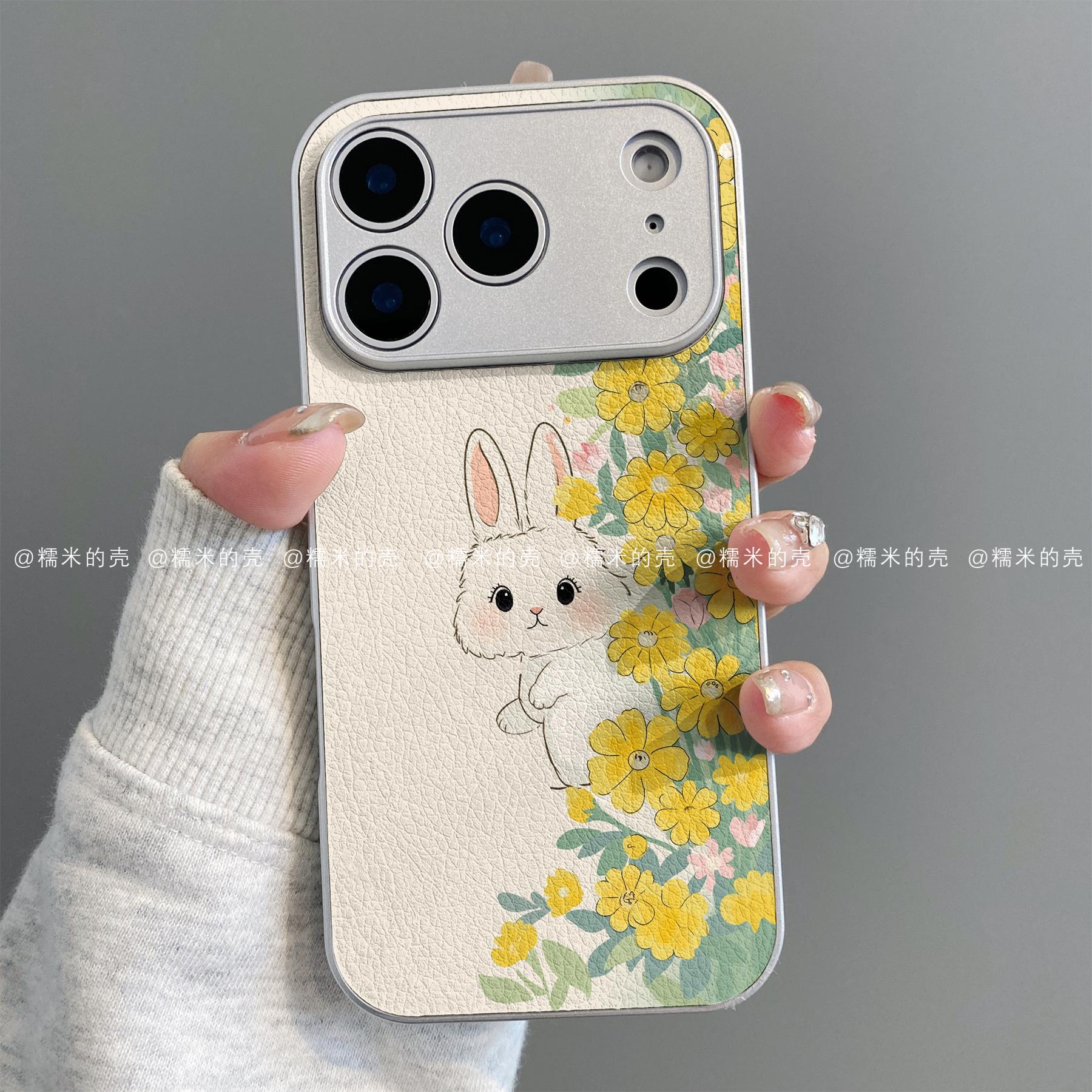 金属皮革适用iphone17promax苹果16手机壳15/14/13/12华为潮兔子