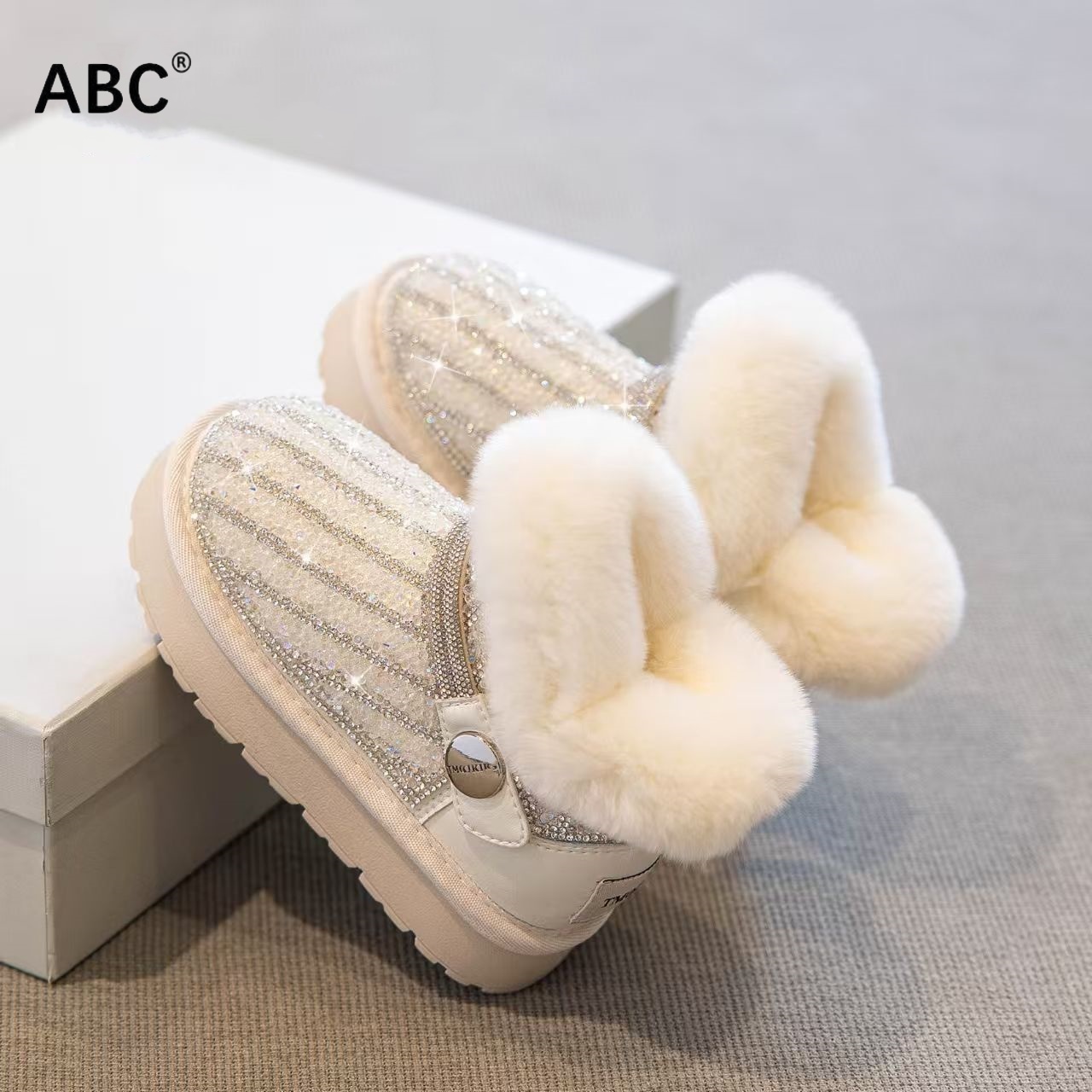 ABC女童雪地靴2026冬季宝宝保暖棉鞋东北靴子女孩加绒加厚防水鞋