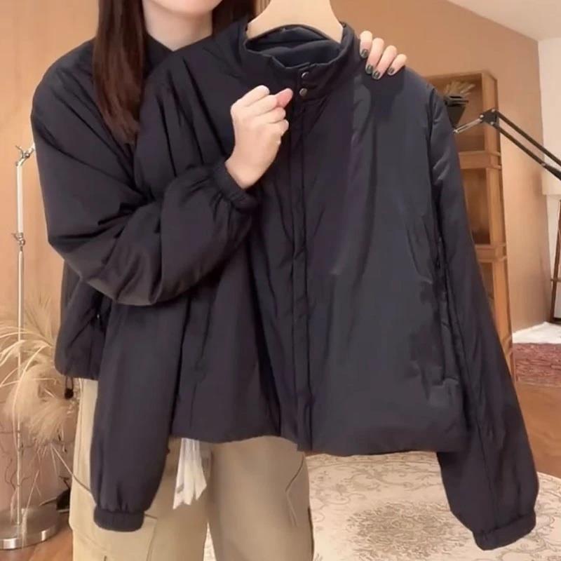 韩系黑色简约百搭长袖上衣女2025春秋新款大码宽松时尚显瘦短外套