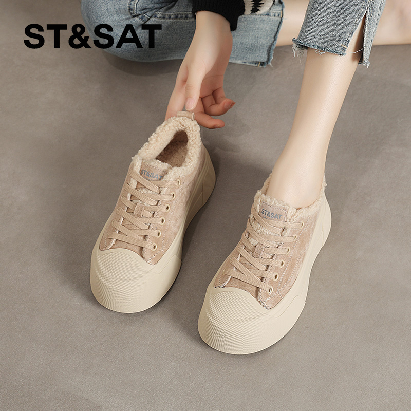 星期六雪地鞋女款2025新款小众女款东北板鞋爆款加绒保暖棉鞋冬季