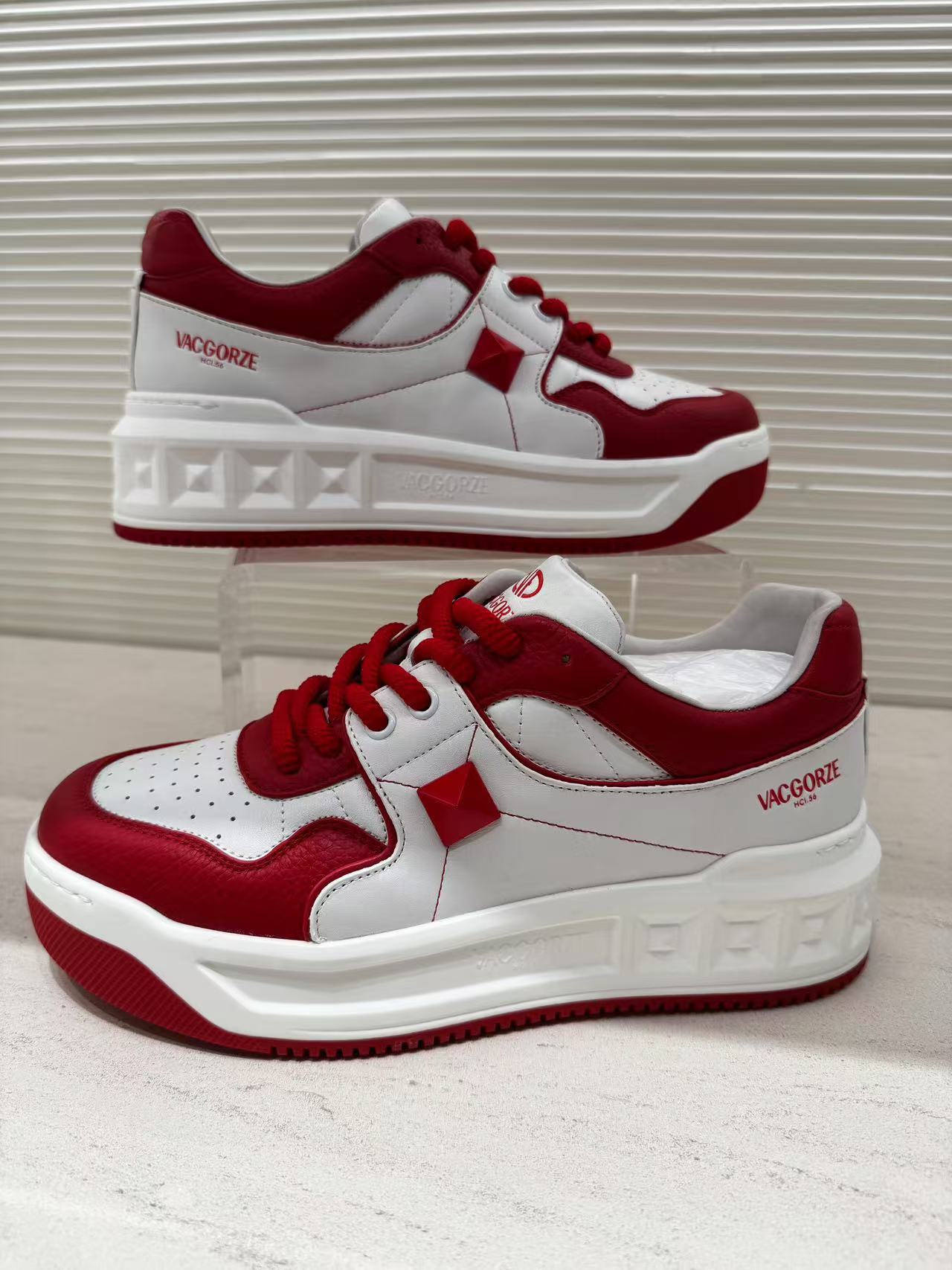 新款瓦格兹男鞋撞色真皮粗绳休闲板鞋四季款