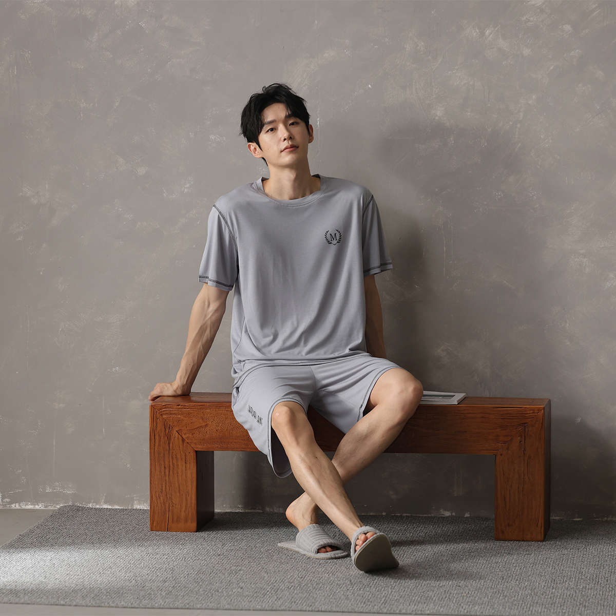 夏季男士莫代尔睡衣2025年新款短袖透气休闲短裤薄款家居服套装