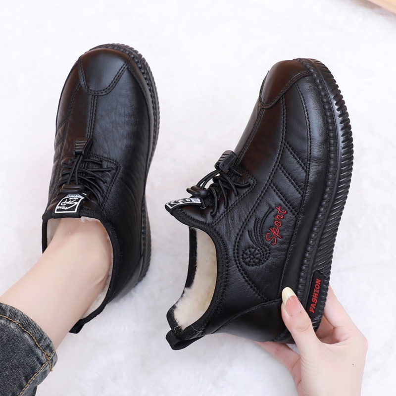 冬季新款绵羊毛棉鞋防水加绒加厚中老年雪地靴防滑软底保暖妈妈鞋