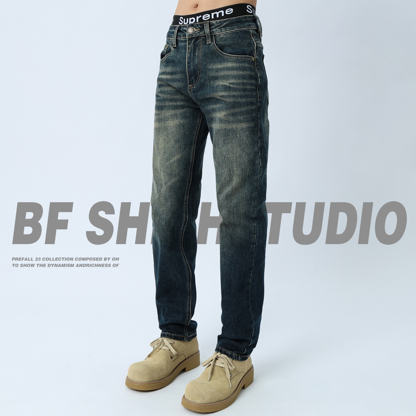 高街牛仔裤男款2025新款爆款修身直筒裤显瘦美式复古水洗vibe裤子