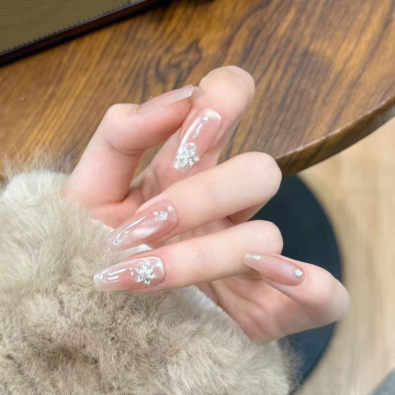 【晶钻拼雪】Lurane锆石拼接雪花手工晕染腮红手工穿戴甲