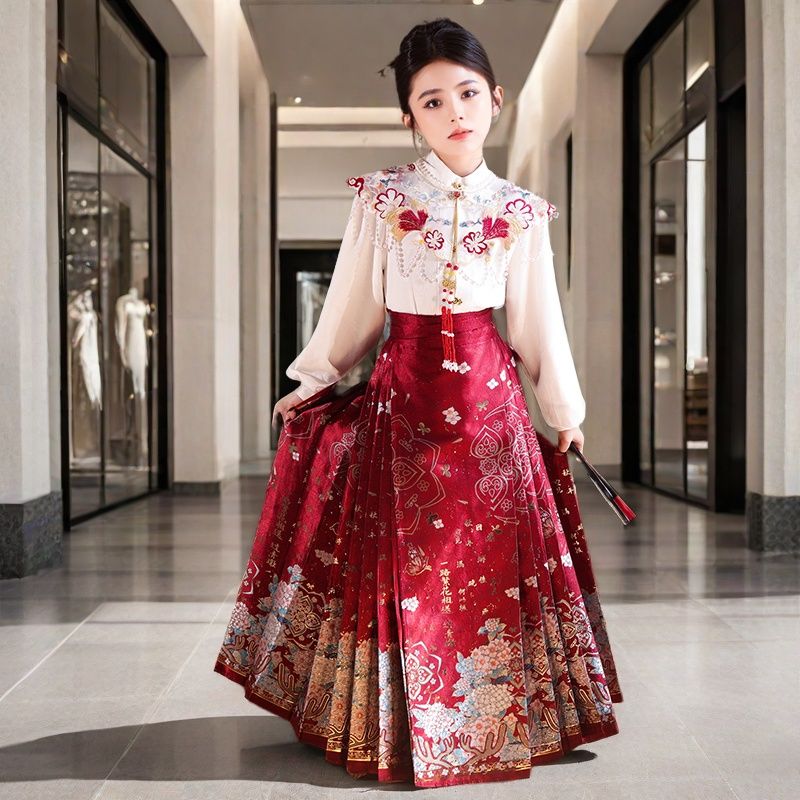 马面裙女童古风明制春秋新款中国风汉服2024新款套装儿童古装大童
