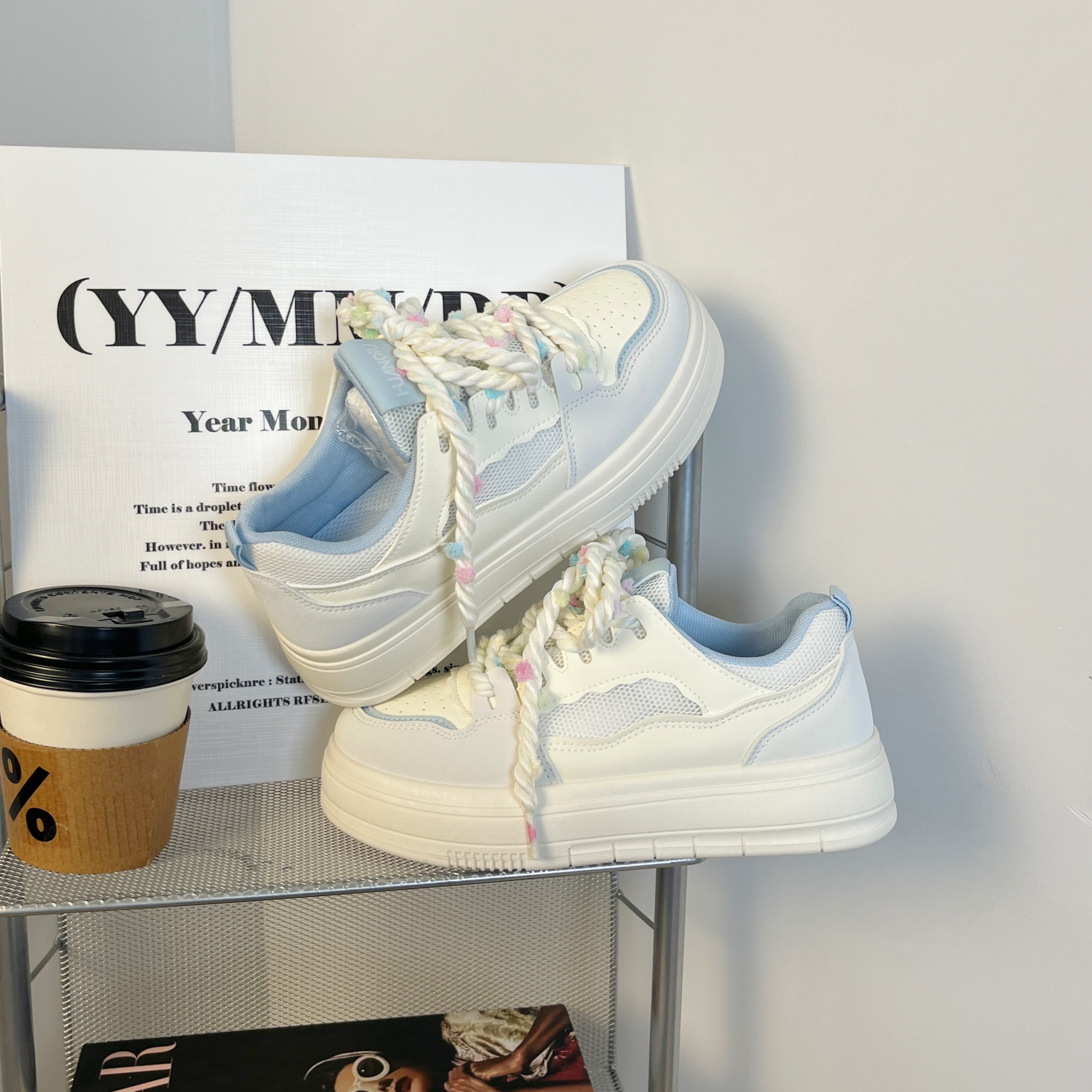 环球女鞋网面透气板鞋2026新款百搭厚底轻便小白鞋低帮软底休闲鞋