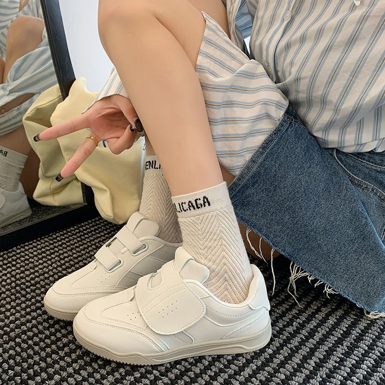 阿迪春秋款小白鞋女2025新款爆款魔术贴女鞋百搭小众鞋子运动德训