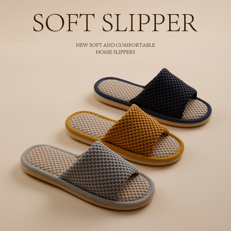 情侣蜂窝拖鞋男麻女士亚麻夏季室内居家静音防滑四季透气地板凉拖