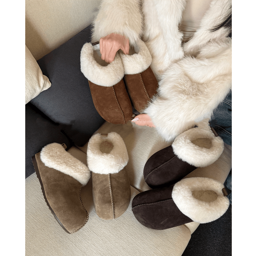 33~40码牛绒勃肯鞋雪地靴加绒隐形增高6cm时尚单鞋秋冬保暖毛毛鞋