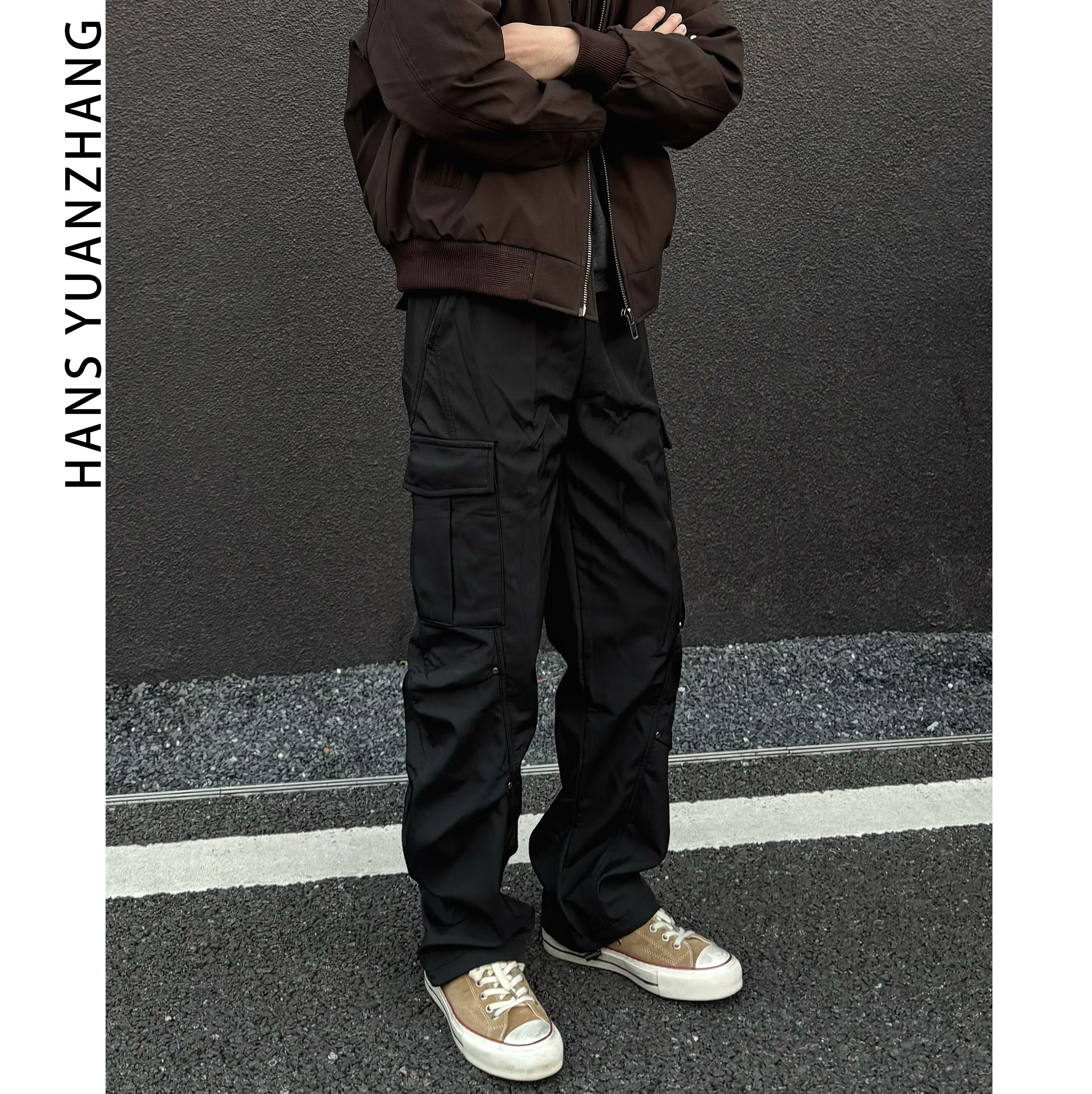 Hans院长 “卫士”美式工装加绒直筒裤休闲加厚弯刀百搭伞兵保暖冬