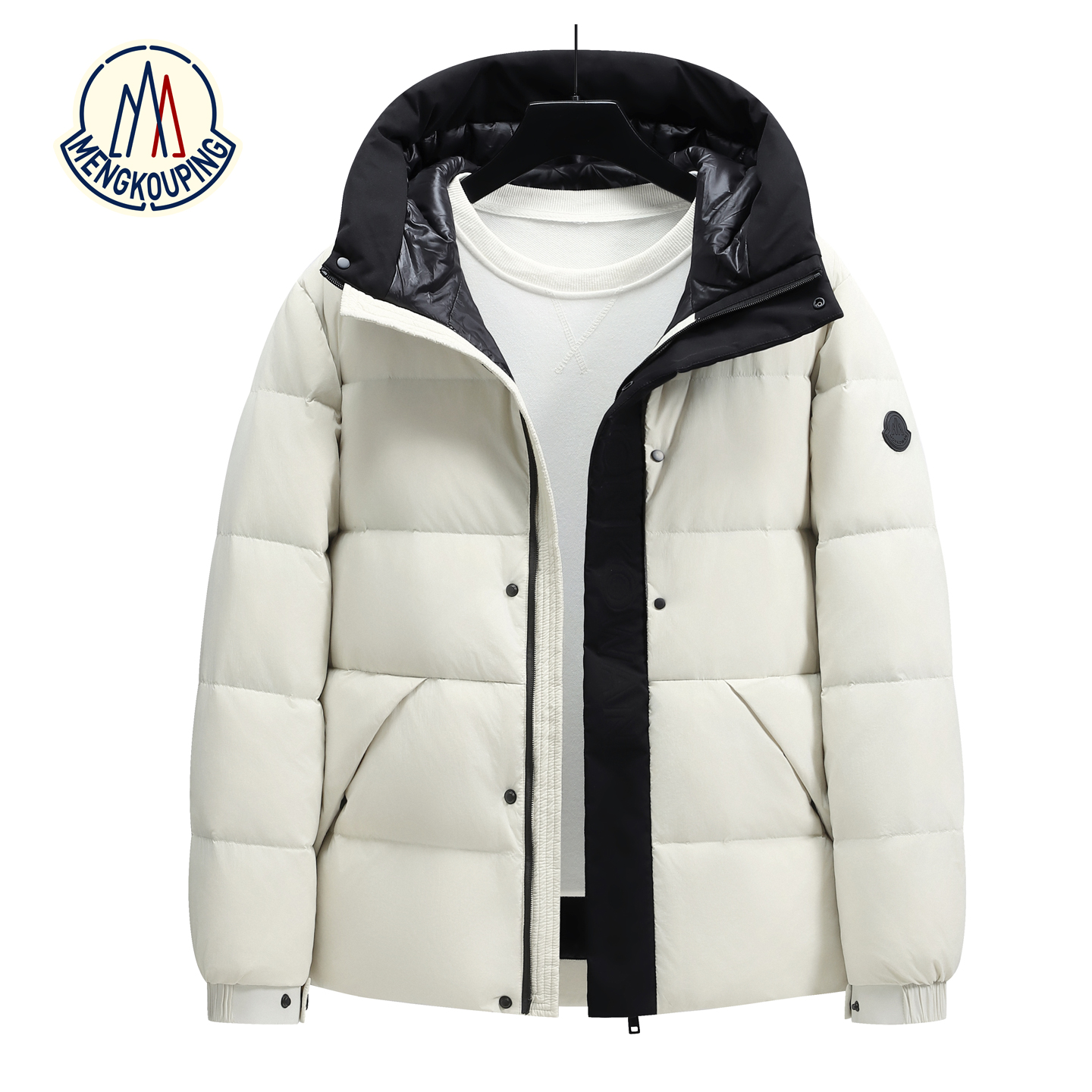 蒙口平黑武士羽绒服男短款2025冬季新款连帽加厚保暖鹅绒服外套潮
