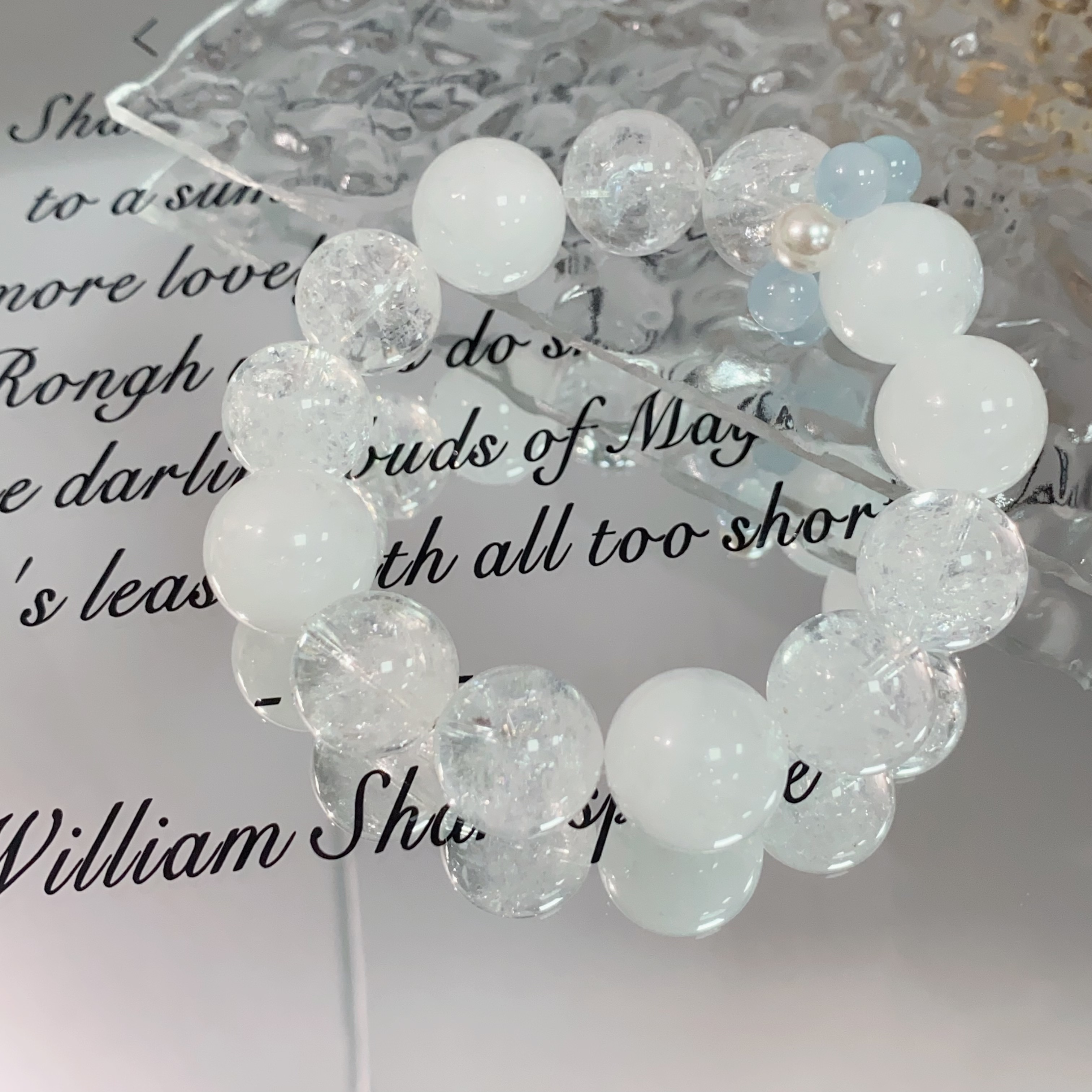 【雾漫海湾】白阿塞海蓝高级送礼女款时尚手串原创设计ZDYSJ00394