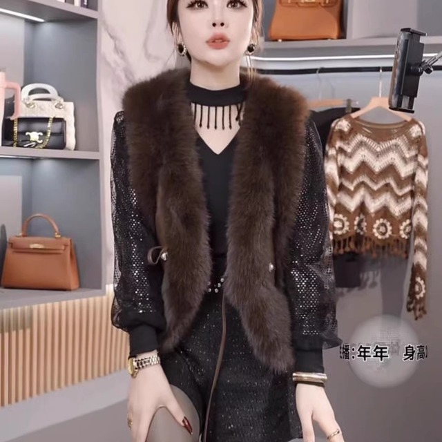 仿皮草毛毛马甲短款女秋冬2025年新款设计感系带时髦减龄无袖背心