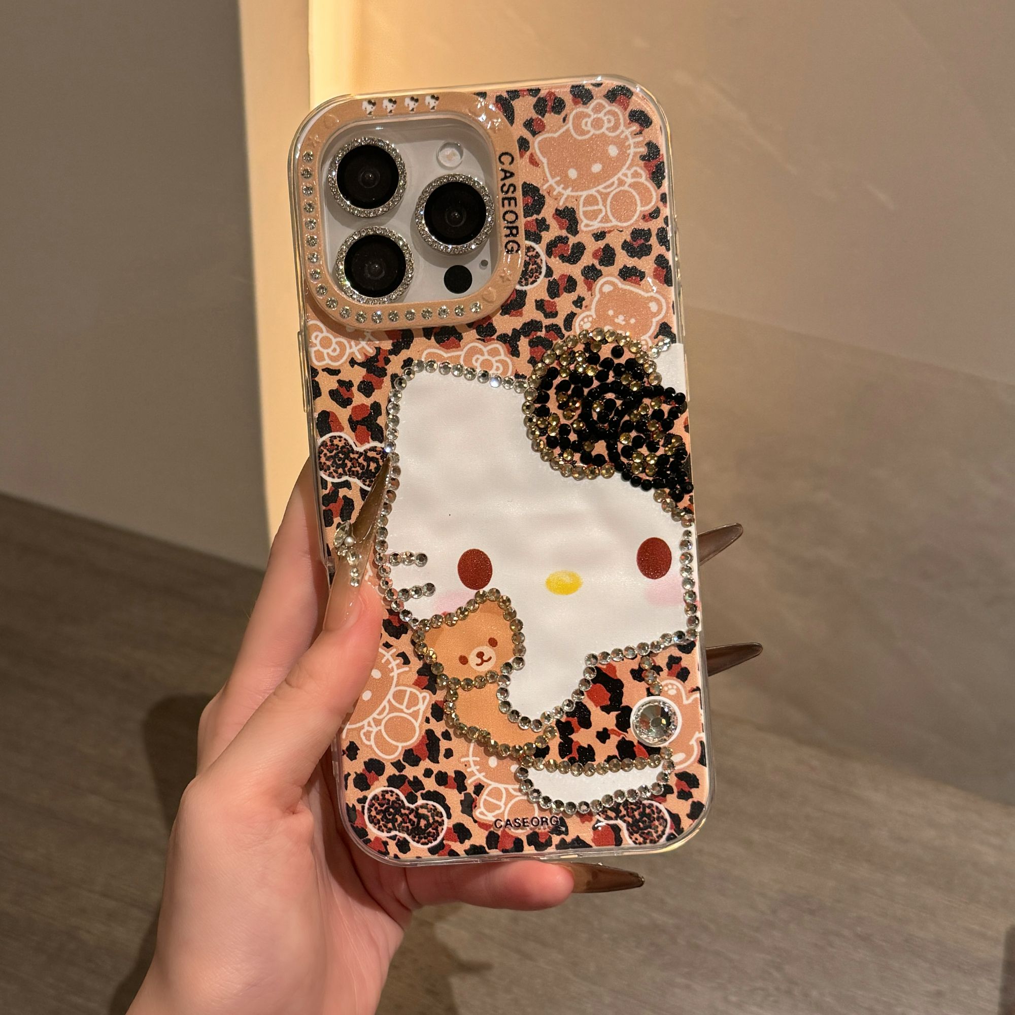 【高定点钻-豹纹KT】适用于iPhone16promax/15/14/13手机壳防摔全包