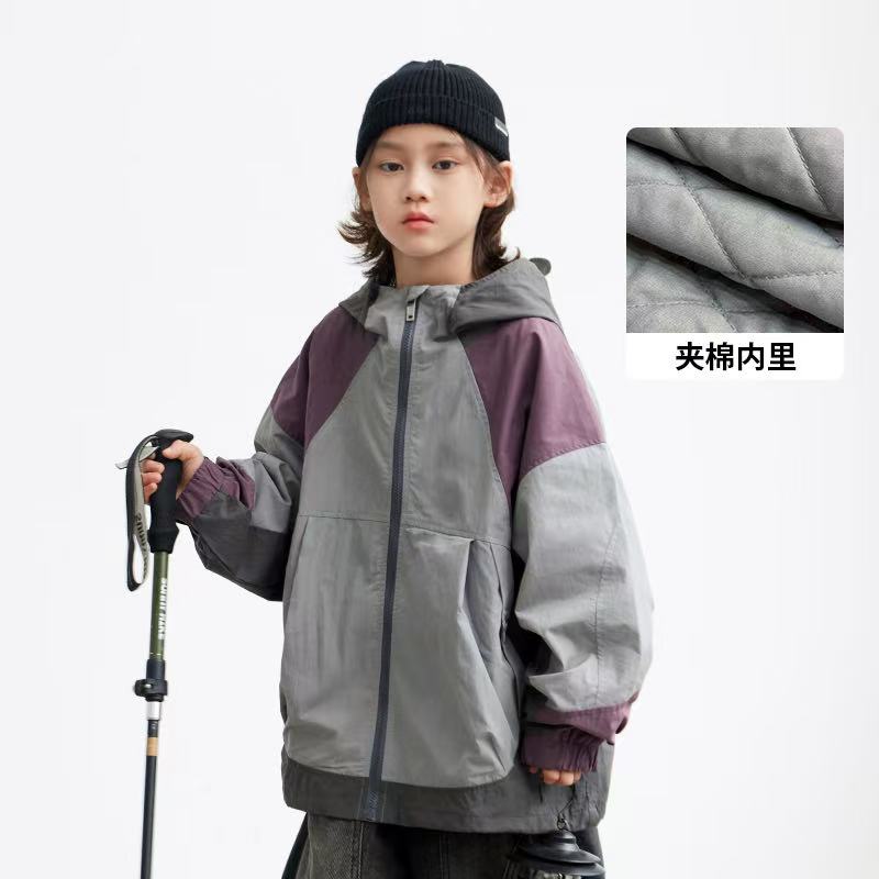 【2025秋冬款上新】男童夹棉外套中大儿童加厚秋冬装男孩连帽上衣潮