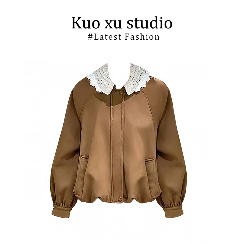 外套女花边领花苞甜美可爱风格衣服秋季新款设计感宽松夹克上衣