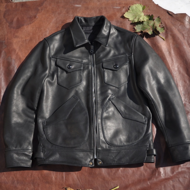美国进口水染牛皮】门多萨农场主！高货头层牛皮真皮皮衣男款夹克