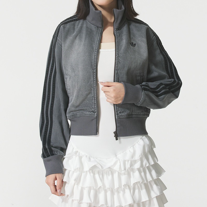adidas阿迪达斯三叶草女装纯棉牛仔夹克新款运动服休闲外套JY2564