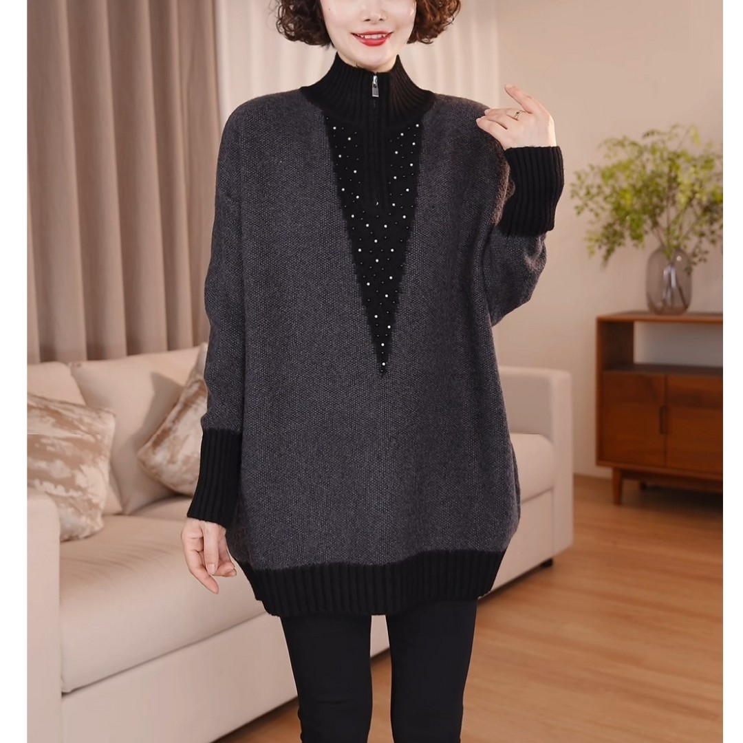 【定制】气质休闲毛衣秋冬季大码宽松中长款时尚内搭上衣