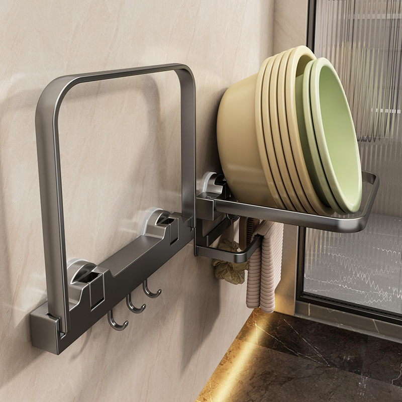 脸盆架壁挂式卫生间置物架浴室盆子折叠收纳架免打孔洗脸盆架盆架