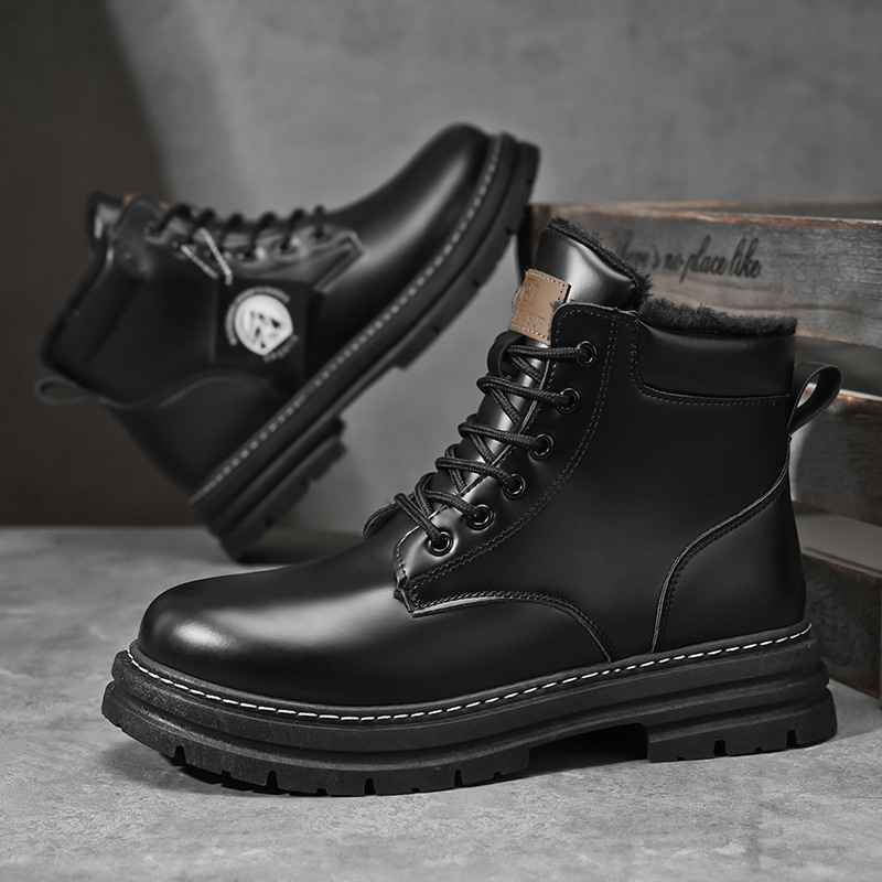 男士马丁靴2025冬季新款加绒加厚户外工装鞋英伦风复古大黄靴男鞋
