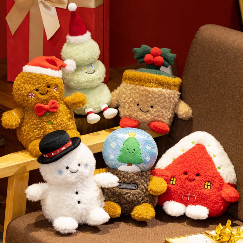 可爱圣诞树姜饼人雪球玩偶公仔娃娃装饰品摆件毛绒玩具圣诞节礼物