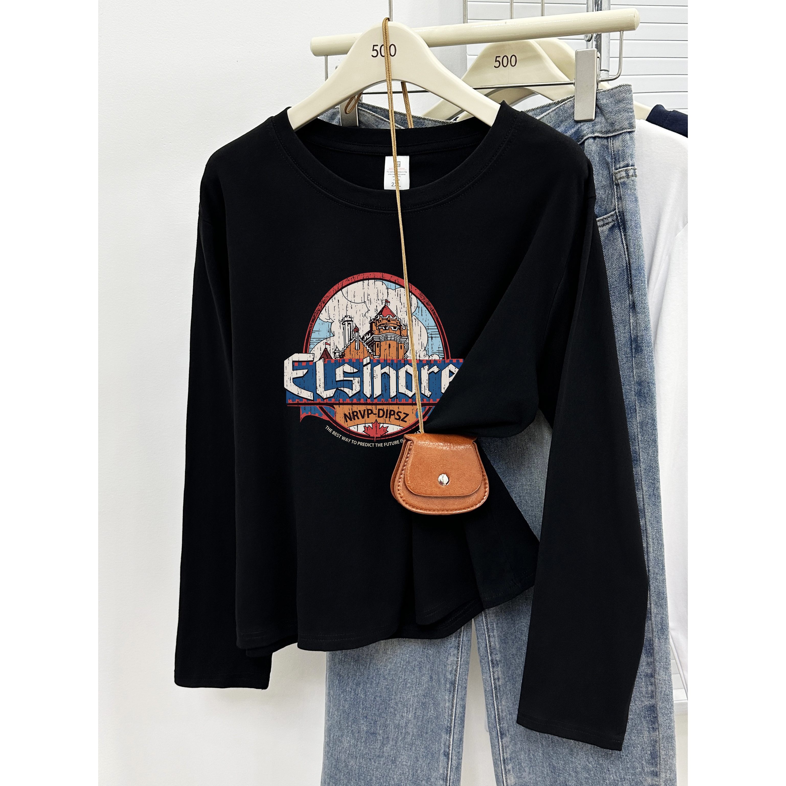 胖mm时髦大码长袖T恤女秋季2025年新款打底衫休闲圆领正肩上衣潮