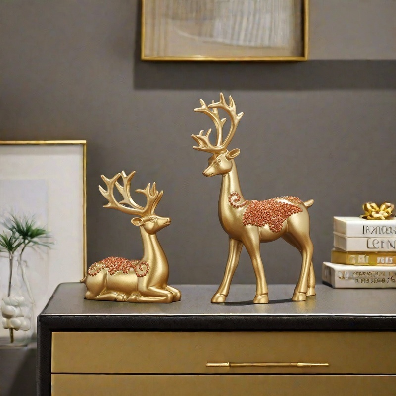 轻奢新款鹿桌面创意百货卧室陶瓷酒柜日用品客厅装饰送礼家居摆件