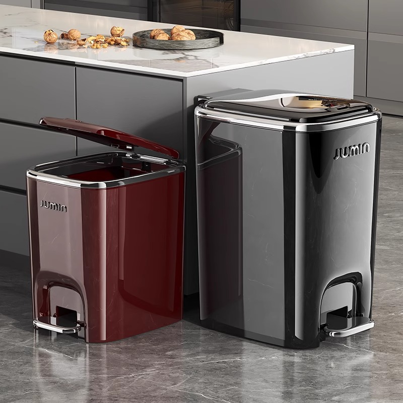 轻奢高档垃圾桶卧室浴室厨房厕所办公室垃圾收纳带盖子按压脚踏式