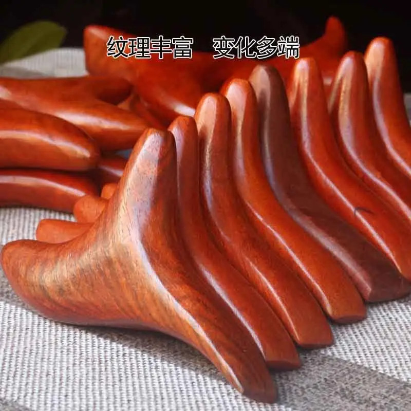 足底按摩器点穴工具檀木三角雀穴位按摩棒足疗工具经络刮板