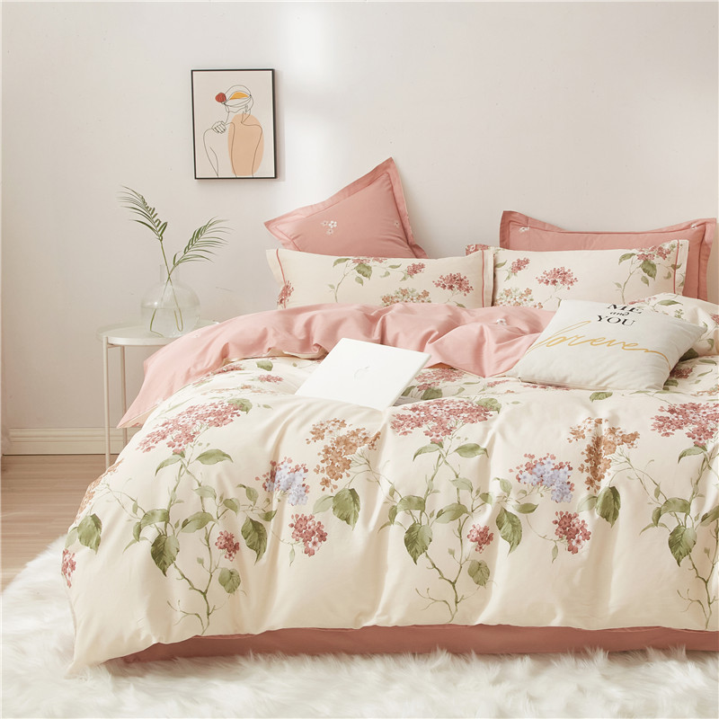 轻奢田园风全棉四件套100%纯棉印花被套床单小清新棉被罩床上用品