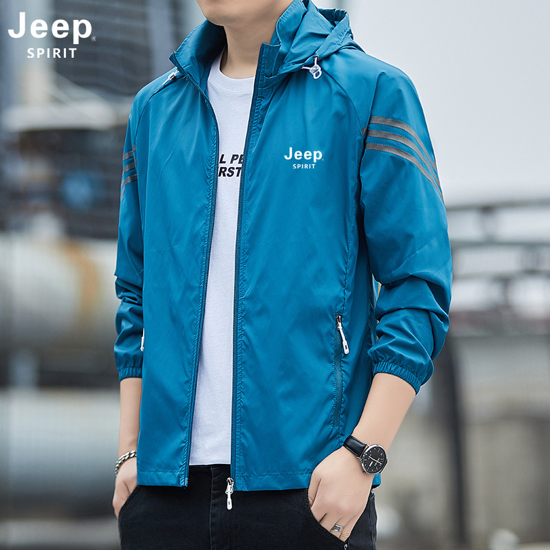 Jeep吉普防晒服夏季户外连帽冰丝皮肤衣透气薄款防紫外线钓鱼衣服