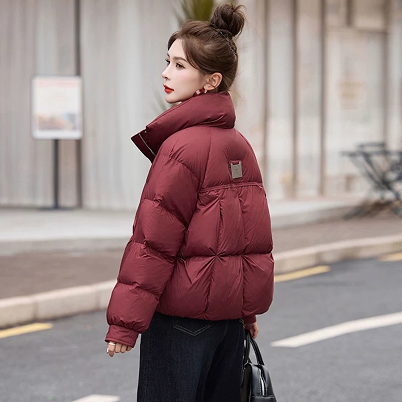 新国标90白鸭绒立领设计感冬季保暖显瘦气质百搭短款羽绒服外套