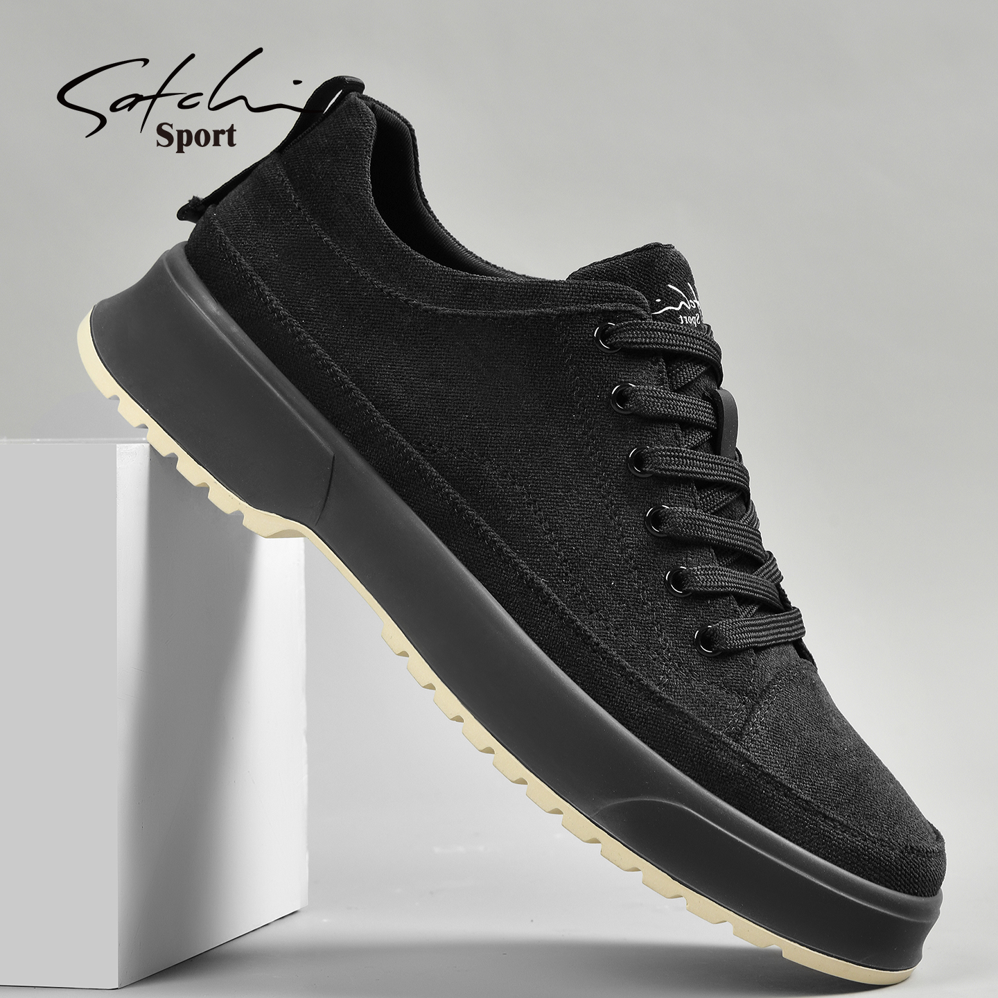 沙驰男鞋冬季透气男士休闲板鞋2025新款布鞋厚底增高时尚帆布鞋子