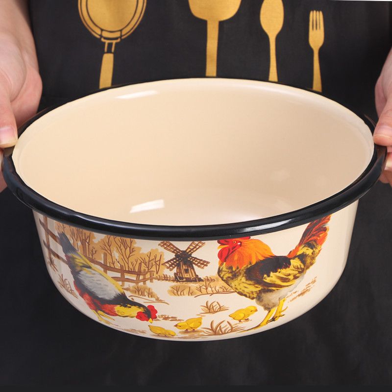 欧丽家珐琅搪瓷盆加厚加深搪瓷汤盆搪瓷洗菜盆搪瓷面盆火锅盆加热