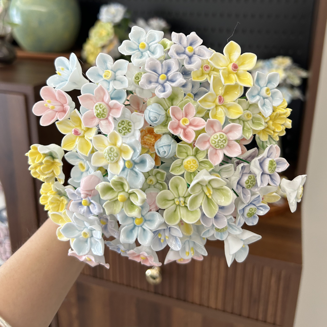 (直播拆）mini花景德镇手工陶瓷仿真花手工制品微瑕介意慎拍