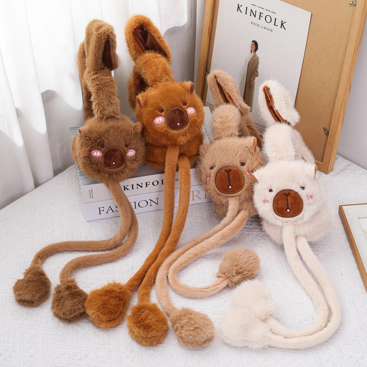 FAVMARTHA卡皮巴拉防寒耳罩儿童冬季保暖男童女小孩可爱耳朵会冬