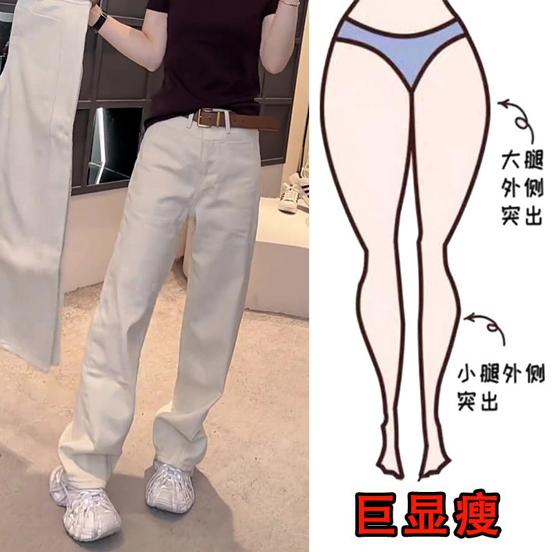 2025秋冬爆款大码女装窄版直筒牛仔裤梨形身材显瘦高腰阔腿拖地裤